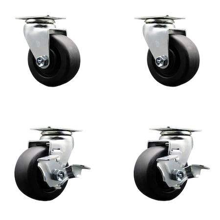 Service Caster Tool Box Caster Wheel Set 4'' Polyolefin Swivel Casters, 4PK TOOL-SCC-20S420-POR-2-TLB-2